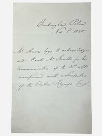 Autograph letter signed by George Edward Anson (1812-1849), private secretary to Prince Albert about the newly formed Electric Telegraph Company dated 1848