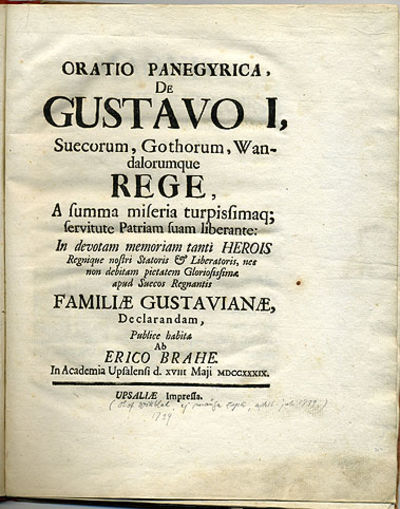 Oratio panegyrica, de Gustavo I, suecorum,…