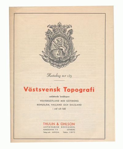 Katalog n:r 135. Västsvensk topografi omfattande…
