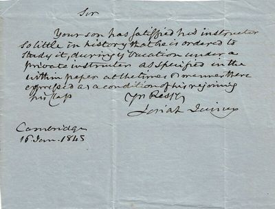 January 16, 1845, 1845. One page, 8¼