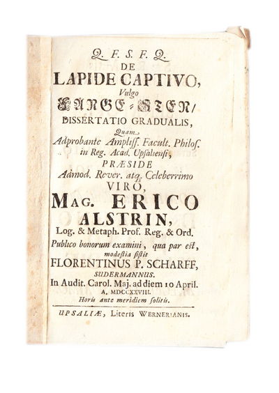 De lapide captivo, vulgo fånge-sten. Diss.