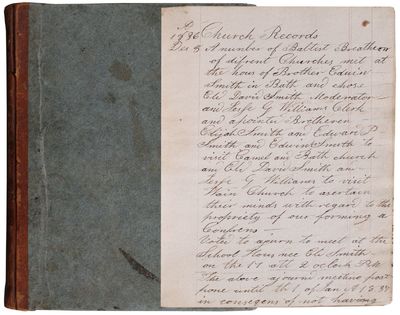 [Record Book and Laid-In Items on the Establishment of a Baptist Conference]