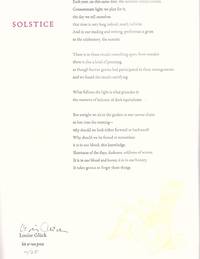 "Solstice" by Gluck, Louise - 2016