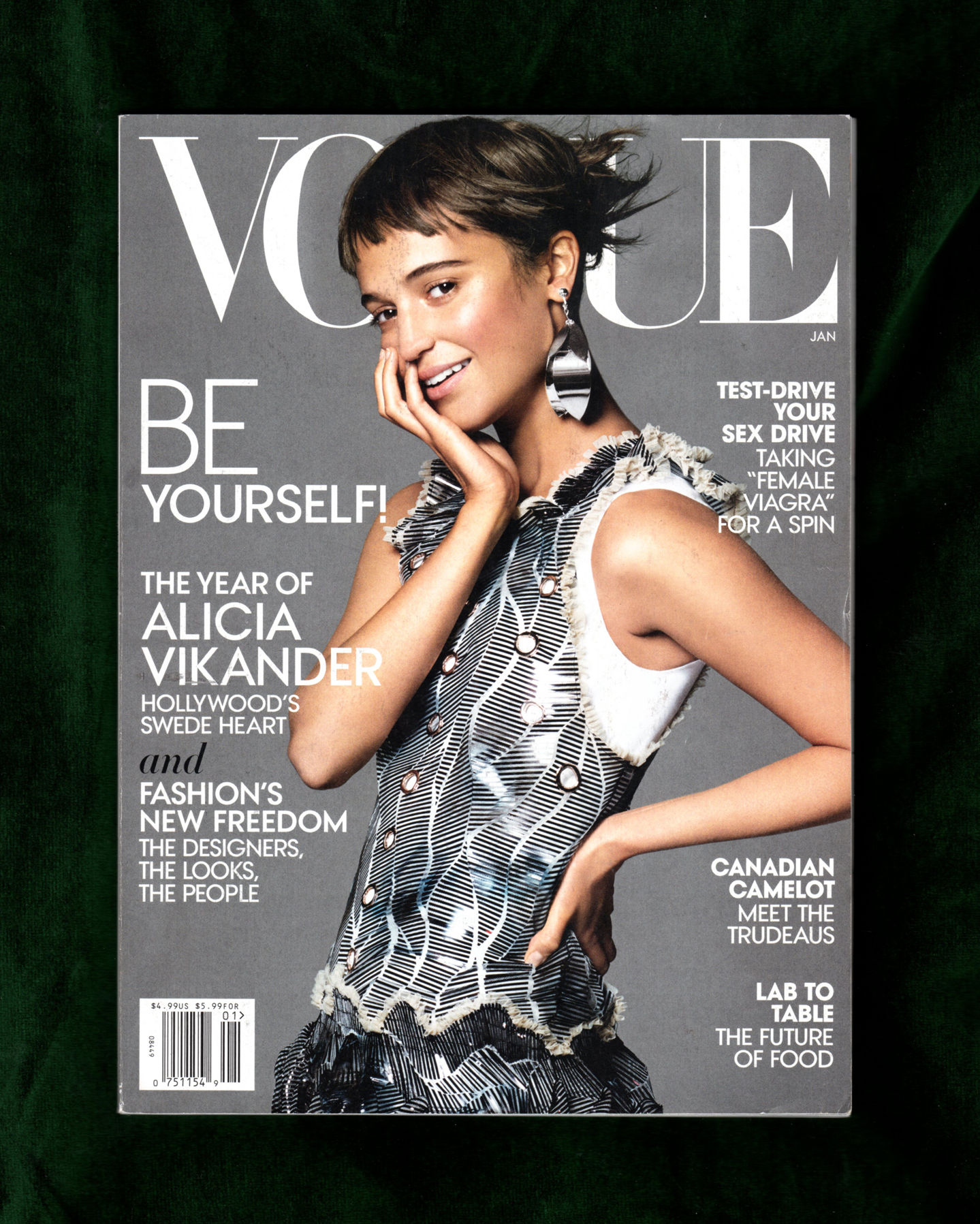 Vogue Magazine - January, 2016. Alicia Vikander Cover. Future Food