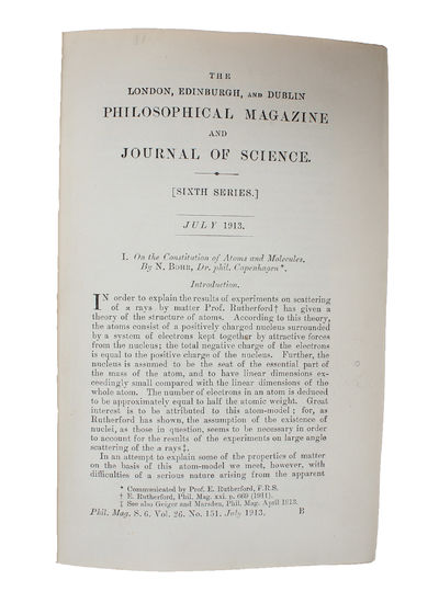 On the Constitution of Atoms and Molecules. 3 Parts (all). (+) The High-Frequency Spectra of the Elements. - [THE BIRTH OF MODERN ATOMIC THEORY  (PMM 411)] (photo 3)
