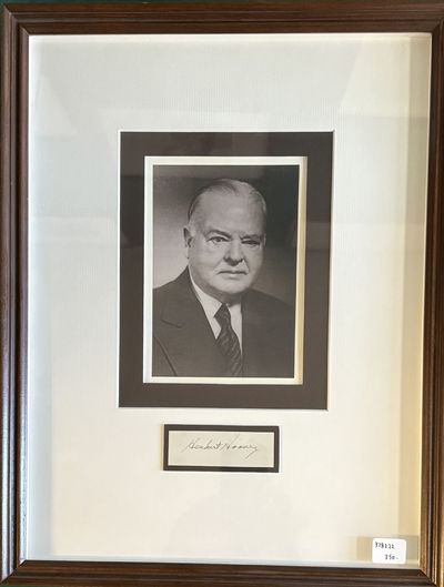 framed. fine. Clipped signature circa 1940, triple matted with portrait and nicely framed in brown w...