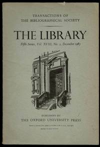 The Library 5th Series Vol XVIII No. 4 December 1963: Transactions of the Bibliographical Society