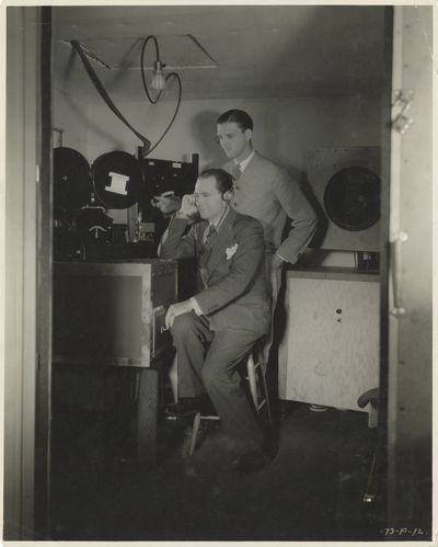 Original photograph of a RCA Photophone booth, 1929