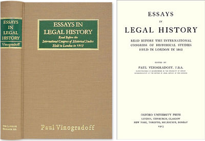 Essays in Legal History before the International Congress of..