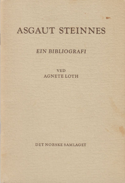 (STEINNES, ASGAUT) Asgaut Steinnes. Ein…