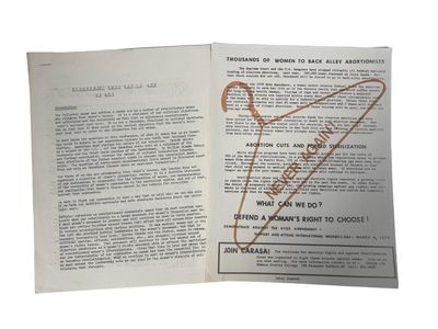 Women's Liberation and Reproductive Rights Activism Hyde Amendment Protest and Radical Feminist Organizing Materials 1970s