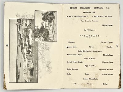 [MENU] [POSTCARD] R. M. S. "BERMUDIAN" BREAKFAST Menu