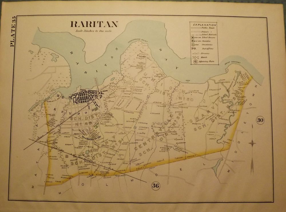 Map Raritan Arsenal RARITAN 1889 MAP by WOLVERTON'S ATLAS OF MONMOUTH COUNTY | 1889 | Biblio