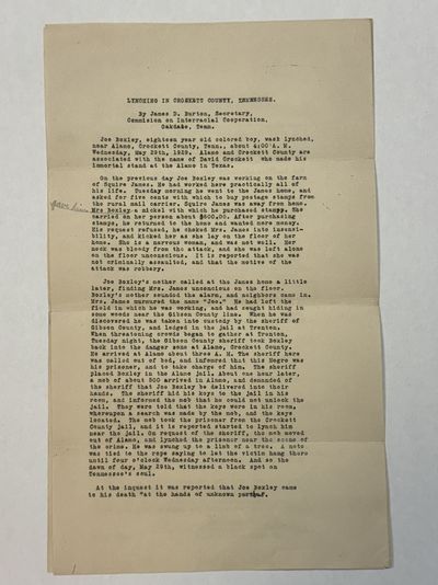 LYNCHING IN CROCKETT COUNTY, TENNESSEE