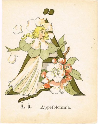 Prinsarnes Blomsteralfabet. Ä. ä. – Äppelblomma.
