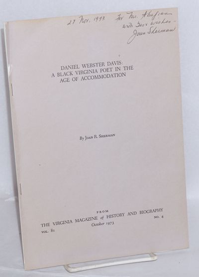Daniel Webster Davis: a black Virginia poet in the age of accomodation
