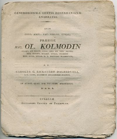 Generosissimæ gentis Rosenhanianæ enarratio. A.a.
