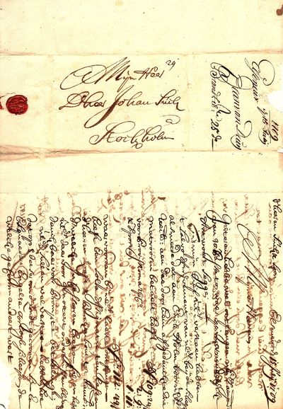 HAND-WRITTEN LETTER dated 15 July 1709, in Dutch,…