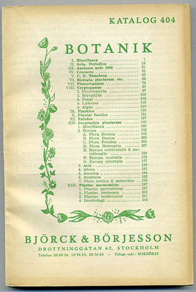 Björck & Börjesson. Katalog 404. Botanik.…