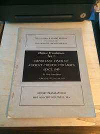 cover of Important Finds of Ancient Chinese Ceramics Since 1949 (Chinese Translations No. 1)