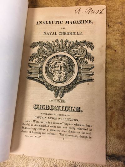 ANALECTIC MAGAZINE AND NAVAL CHRONICLE, VOL. VII, NO. 37 [Rush's Copy] [Signed]