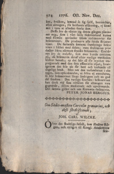 OM SÄDES-MASKEN CURCULIO GRANARIUS, OCH DESS…
