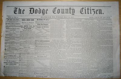 1857 "Kellog's premium Ambrotype and Daguerreotype Gallery" Ad in Dodge County Newspaper