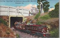 image of Zoo Choo Train @ Mill Mountain Children's Zoo-1940s Linen Color Postcard
