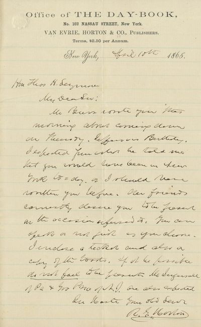 Two Letters Written by R.G. Horton on...