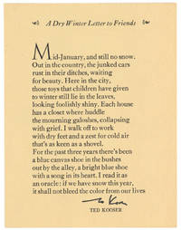 [Handbill or small broadside]: A Dry Winter Letter to Friends