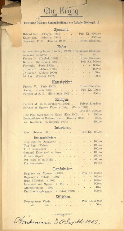 Samling brev fra Christian Krohg i perioden 1902-1908. Datert i Kristiania og Paris. Tilsammen 11 brev og kort. (photo 2)