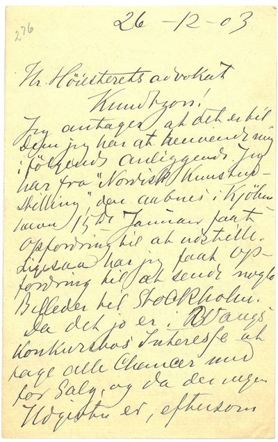 Samling brev fra Christian Krohg i perioden 1902-1908. Datert i Kristiania og Paris. Tilsammen 11 brev og kort. (photo 3)