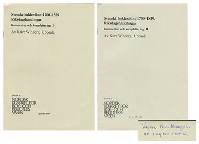 Svenskt boklexikon 1700-1829. Riksdagshandlingar.…