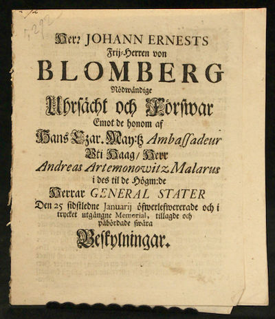 Herr Johann Ernests frij-herren von Blomberg…