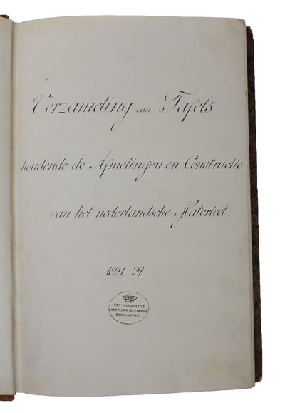 Verzameling am Tafels houdende de Afmetingen en Constructie van het nederlandsche Materiel (calligraphed title) to 25 parts (Afmetingen...) (+) Atlas: Constructien van het nederlandsche Materieel. (+) Atlas: Kupfertafeln zu den Ordonnanzen über das Ma... (photo 3)