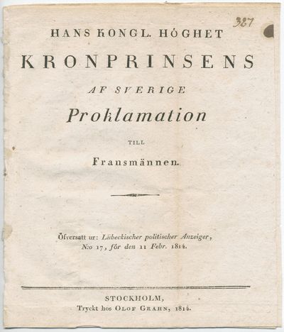 Hans kongl. höghet kronprinsens af Sverige…