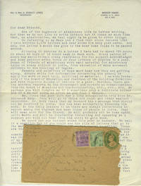 1922 letter from Mission House in Sitapur India to W.A. Tripner in Cumberland, PA