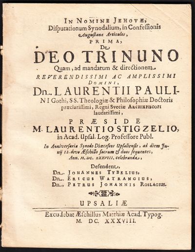 In nomine Jehovæ, disputationum synodalium, in…