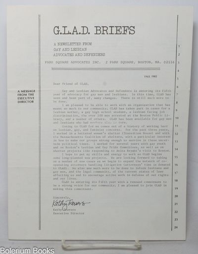 G.L.A.D. Briefs: a newsletter from Gay and Lesbian Advocates and Defenders Fall 1982