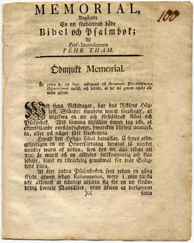 Memorial, angående en ny förbättrad både bibel…