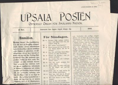 Upsala Posten Officiellt organ för Smålands…