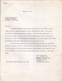 TYPED LETTER TO PSYCHIATRIST AND CRIMINOLOGIST ARTHUR N. FOXE SIGNED BY VIRGINIA PENITENTIARY PSYCHOLOGIST WILLIAM C. PERDUE.