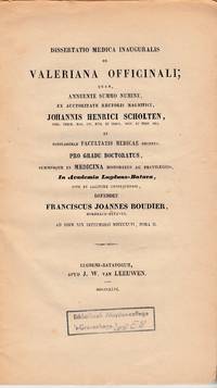 cover of Dissertatio Medica Inauguralis de Valeriana Officinale