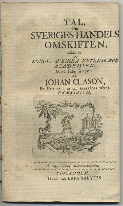 Tal, om Sveriges handels omskiften, hållit för…