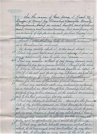 cover of 1897 HANDWRITTEN WILL OF JACOB M. STAUFFER OF MOUNT JOY TOWNSHIP, LANCASTER COUNTY