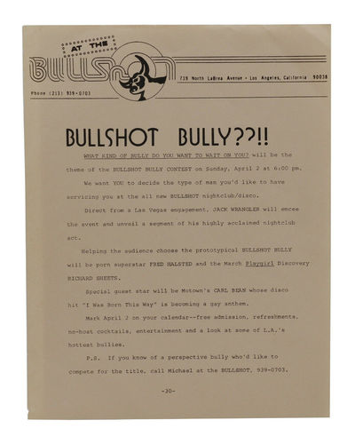 Bullshot Bully??!! [Los Angeles Gay Bar Flier]