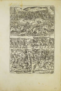 Post-incunable German leaf with full-page woodcut of battle scenes