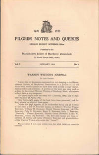 Pilgrim Notes and Queries January 1914, Vol. II No. 1
