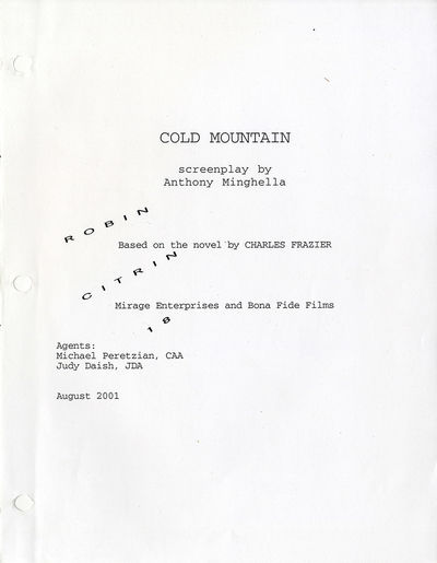 Anthony Minghella (screenwriter, director) COLD MOUNTAIN (2001) Film script