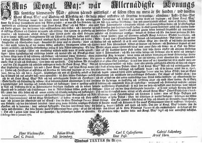 (Forordning om bønnedags-tekster for året 1711).